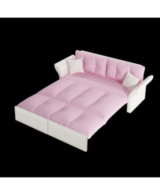 Queen Pull Out Sofa Bed, 3-in-1 Convertible Sleeper, Velvet Loveseat