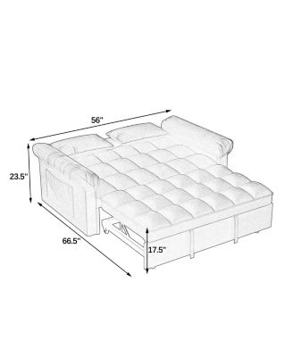 Loveseats Sofa Bed with Pull-out Bed, Adjsutable Back-Light grey