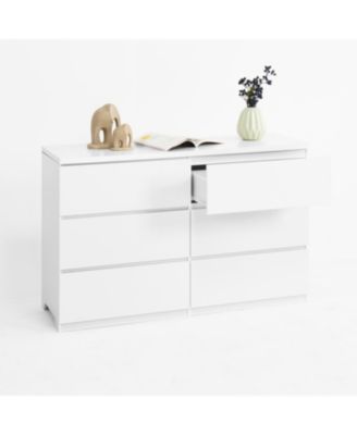 6 Drawer Storage Cabinet Wood Dresser Clothes Organizer White