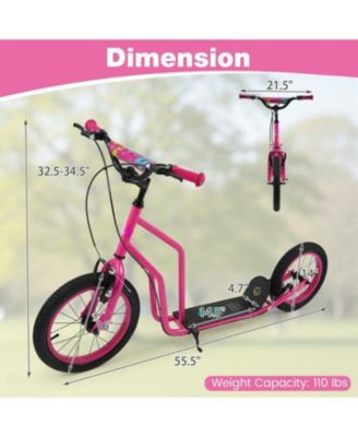 Youth Scooter with Adjustable Handlebar and Inflatable Wheels