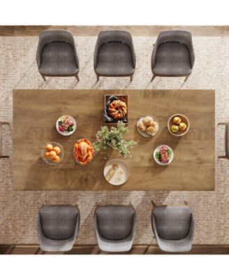 Farmhouse Dining Table for 6-8, 63-Inch Rectangle Kitchen Table with Strong Geometric Frame