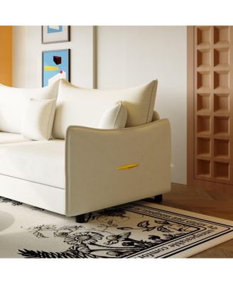 81.9'' Velvet Pull Out Sleeper Sofa Bed, 3-in-1 Convertible King Couch with Pillows, Modern Sofa for Living Room-Maison Boucle