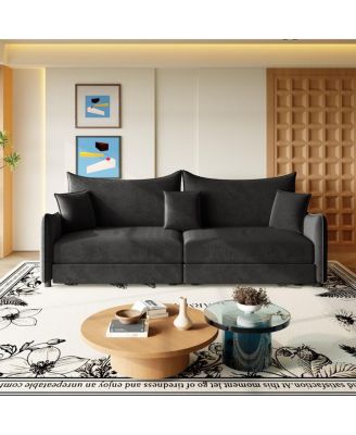 81.9'' Velvet Pull Out Sleeper Sofa Bed, 3-in-1 Convertible King Couch with Pillows, Modern Sofa for Living Room-Maison Boucle