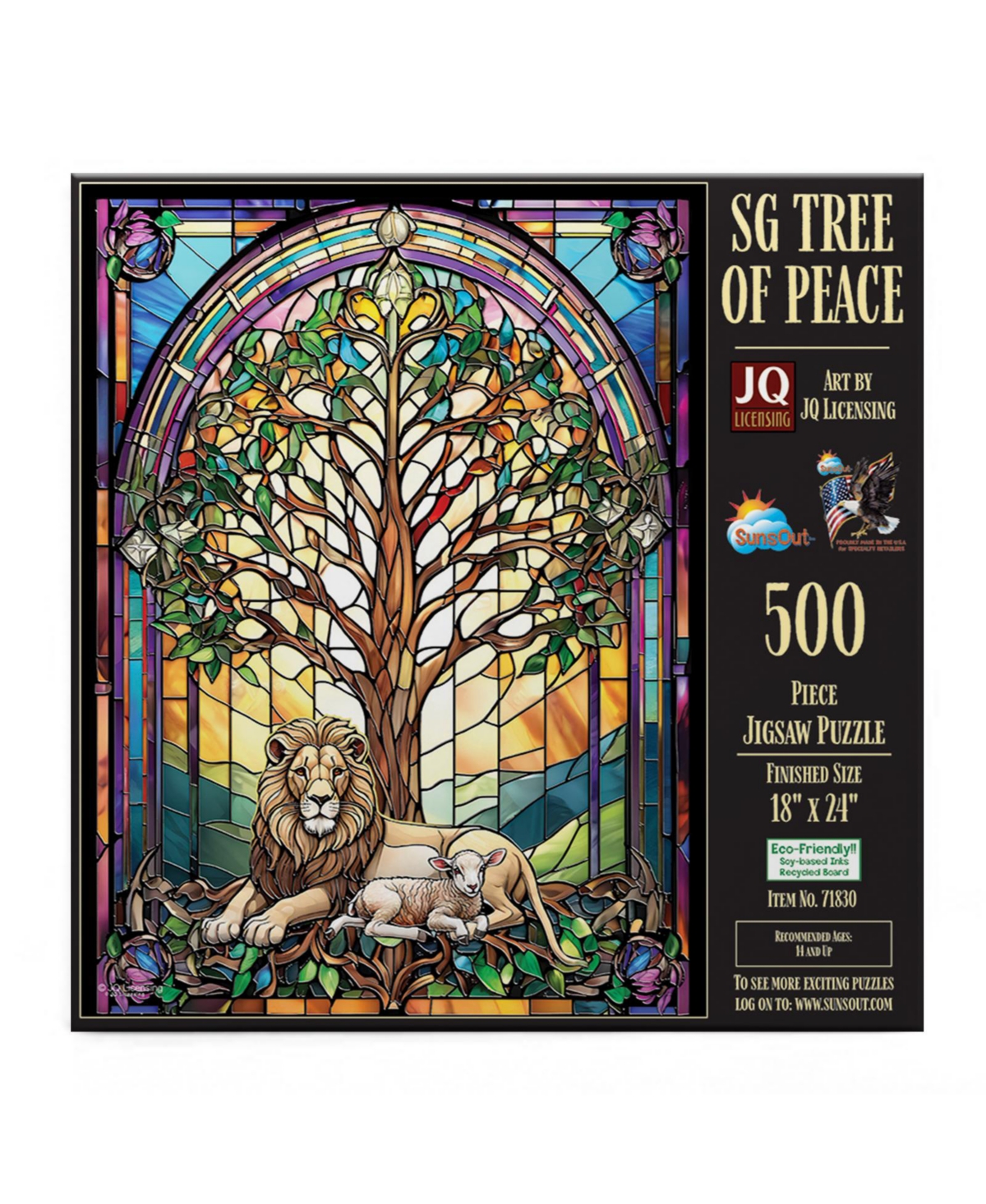 SunsOut Tree of Peace Stained Glass 500 piece Jigsaw Puzzle for Adults