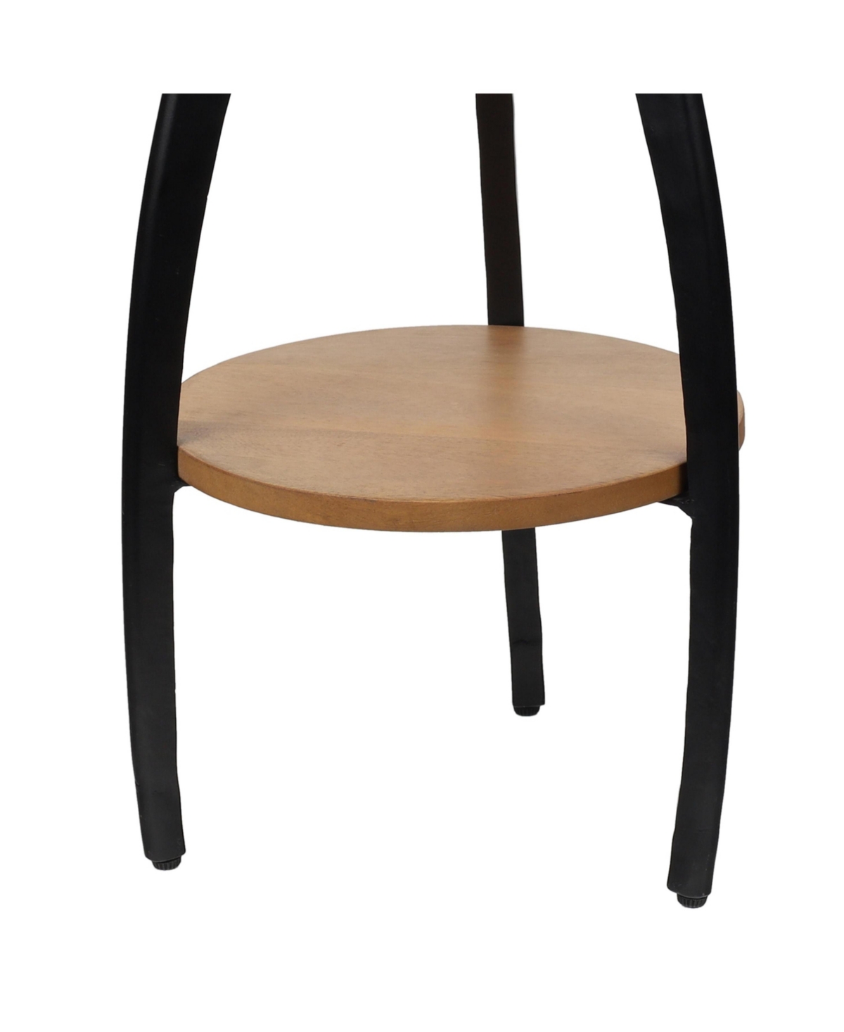 Jonathan Y Ollie 24.5" Designer Farmhouse Metal Tripod Drink Table and Decorative End Table with White Marble Round Top and Wood Undershelf