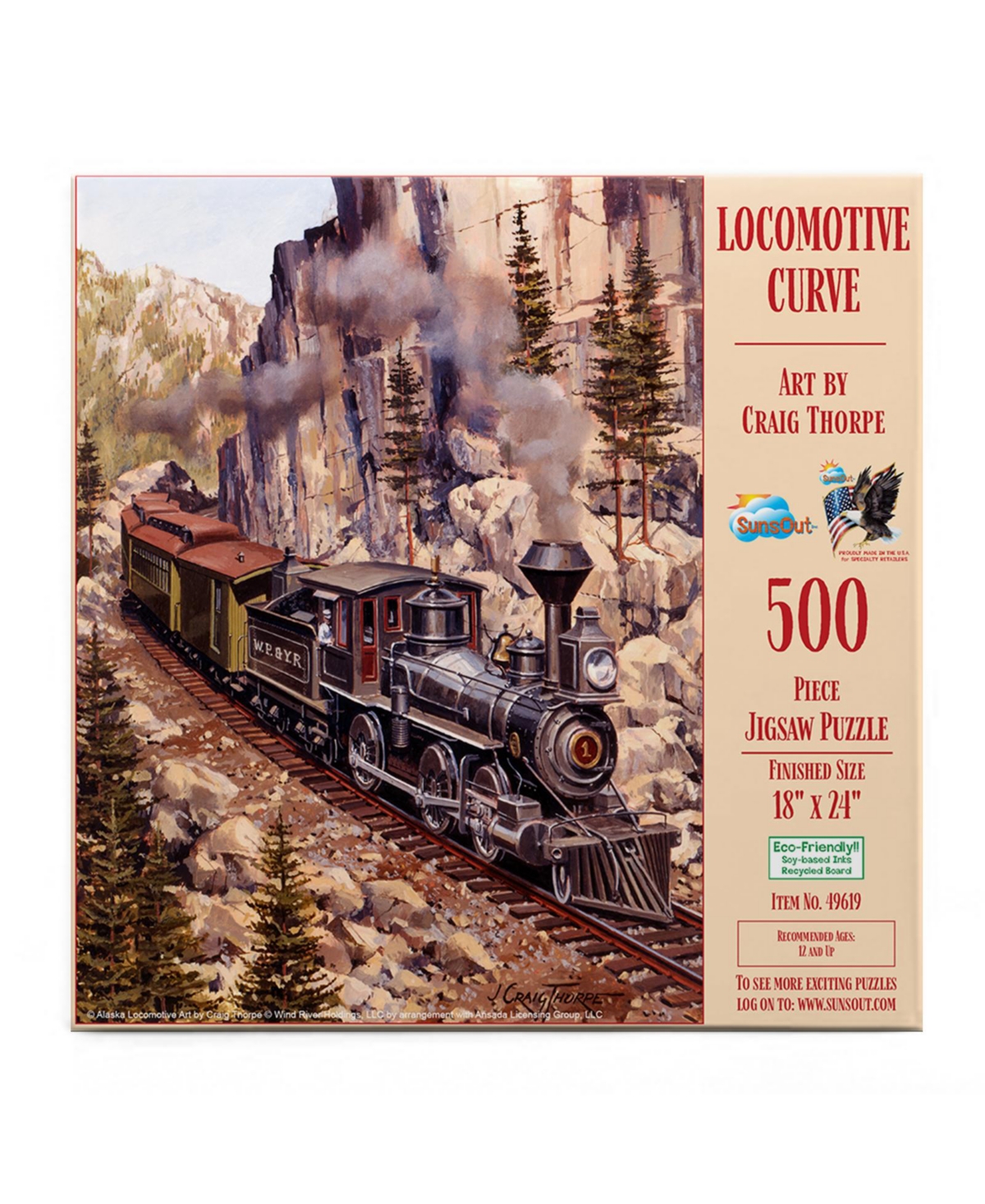 SunsOut Locomotive Curve 500 piece Jigsaw Puzzle for Adults