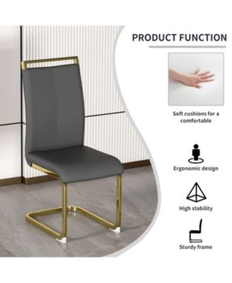 Modern Gray PU Leather Dining Chairs (Set of 4)