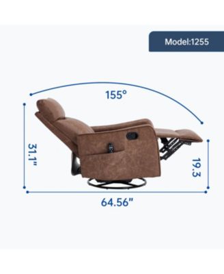 Brown Heat Massage Rocker Swivel Recliner