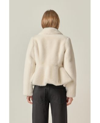 Women's Peplum Faux Fur Coat