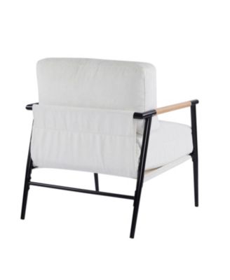 Streamdale Modern Plush   Chair Metal Frame, Wooden Armrests