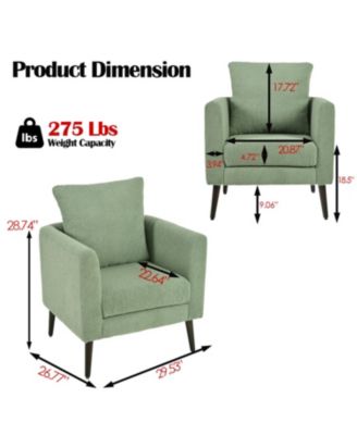 Teddy Fabric Barrel Chair with Solid Wood Legs (Green)