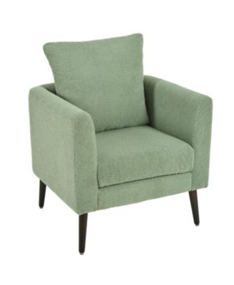 Teddy Fabric Barrel Chair with Solid Wood Legs (Green)