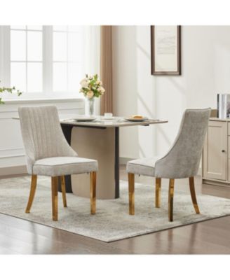 Chenille Dining Chairs Set of 2 (Beige)