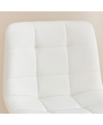 Modern White PU Bar Chairs - Set of 2 Black Legs