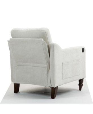 Accent Chenille Chair w/ USB Ergonomic Back Retro Legs