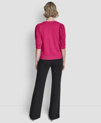 Women's Puff-Sleeve V-Neck Sweater