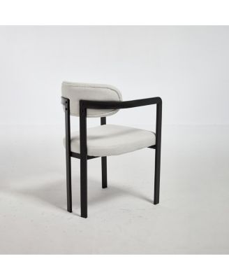 Boucle Dining Chairs Set of 2, Mid-Century Modern, Black Metal Legs