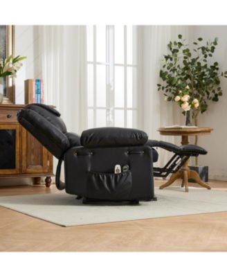Black PU Remote-Controlled Heating and Massage Assistive Recliner for SeniorsI