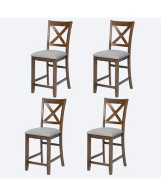 Counter Height Chairs (Set of 4), Padded Seat, Walnut
