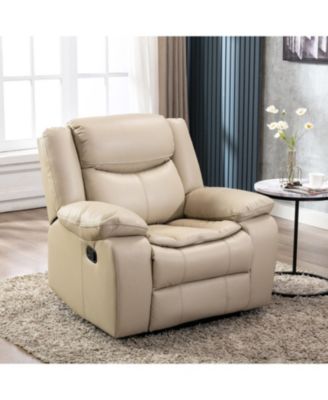 Breathable Leather Manual Reclining recliner chair for living room, Cream