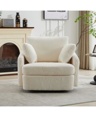 Corduroy Swivel Accent Chair with Pillows