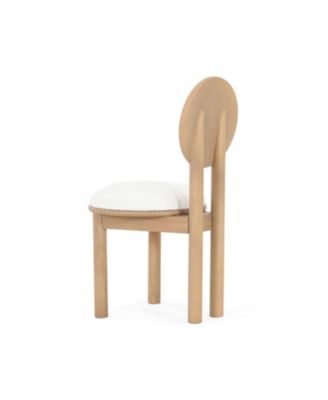 Polyester Beige Fabric Dining Chair with wooden frame (Set of 2)-Natural