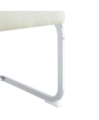  Luxury Dining Chairs, White Fabric & Silver Legs, Set of 2