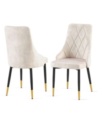 Beige Dining Chairs Set of 2 Living Room Chair Modern Kitchen Armless Side Chair