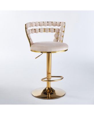 Modern White Bar Chairs (Set of 2) - Gold Legs