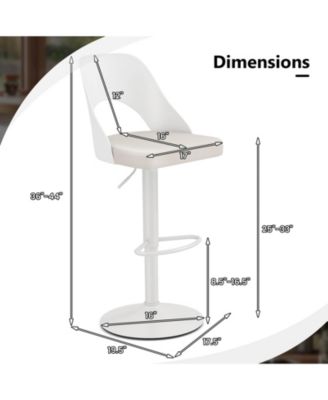 Set of 2 PU Leather Metal Base Enlarged Seat, Backrest, Footrest, Adjustable Height, 360° Swivel Bar Stools