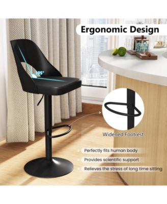 Bar Stools Set of 4 w/Enlarged PU Leather Seat Footrest Swivel Bar Chairs