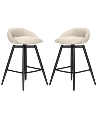 25" Linen Upholstery Metal Frame Backrest, Footrest, 360° Swivel Seat, Comfortable Padding Set of 4 Bar Stools