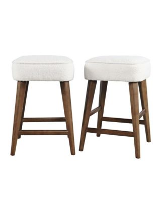 Wes Mid-Century Modern Boucle Upholstery Backless Counter Barstool (Set of 2