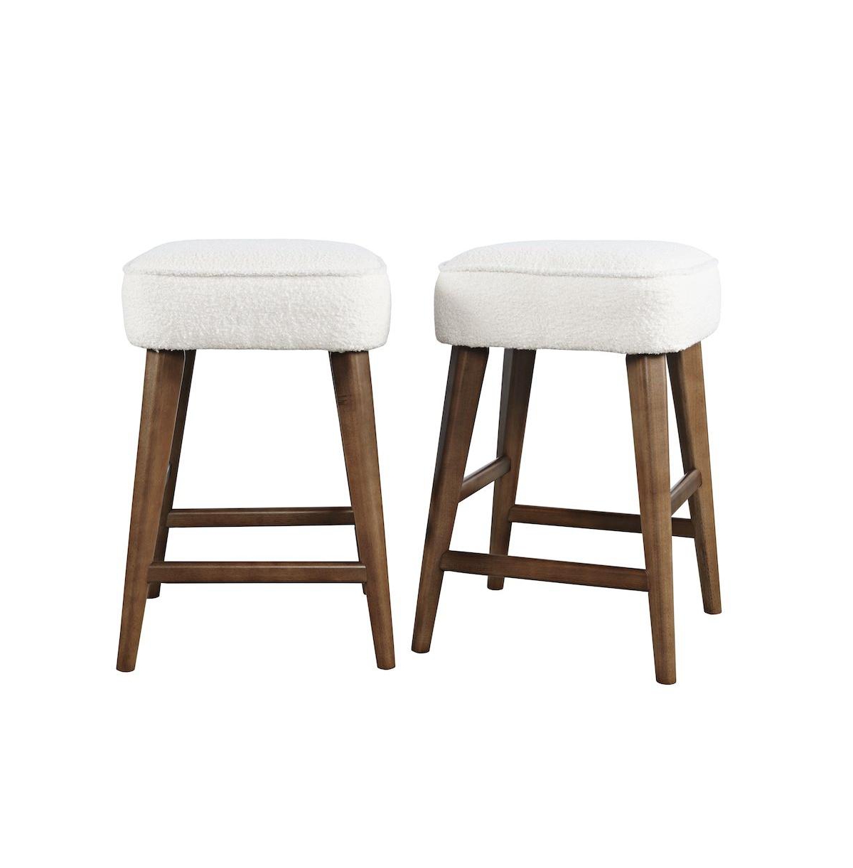 Jofran Wes Mid-Century Modern Boucle Upholstery Backless Counter Barstool (Set of 2
