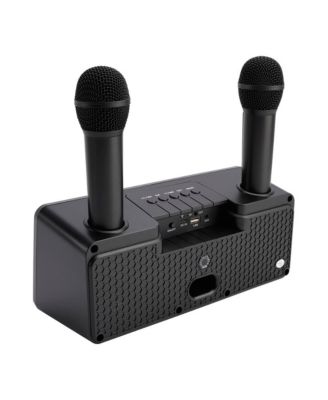 Portable Karaoke Speaker System with 2 Wireless Mics, 20W HiFi Sound, Bluetooth & AUX for Parties and Camping