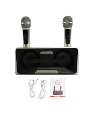 Portable Karaoke Speaker System with 2 Wireless Mics, 20W HiFi Sound, Bluetooth & AUX for Parties and Camping