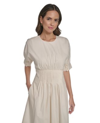 Women's Dolman-Sleeve Pleated Waist Midi Dress
