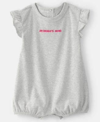 Baby Girls' Momma's Mini Print Flutter-Sleeve Romper