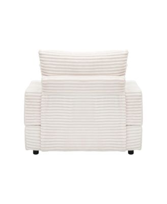 Corduroy Armchair & Ottoman Set with Cup Holder