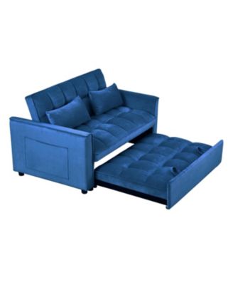 3-in-1 Sleeper Sofa Velvet Futon with Adjustable Backrest