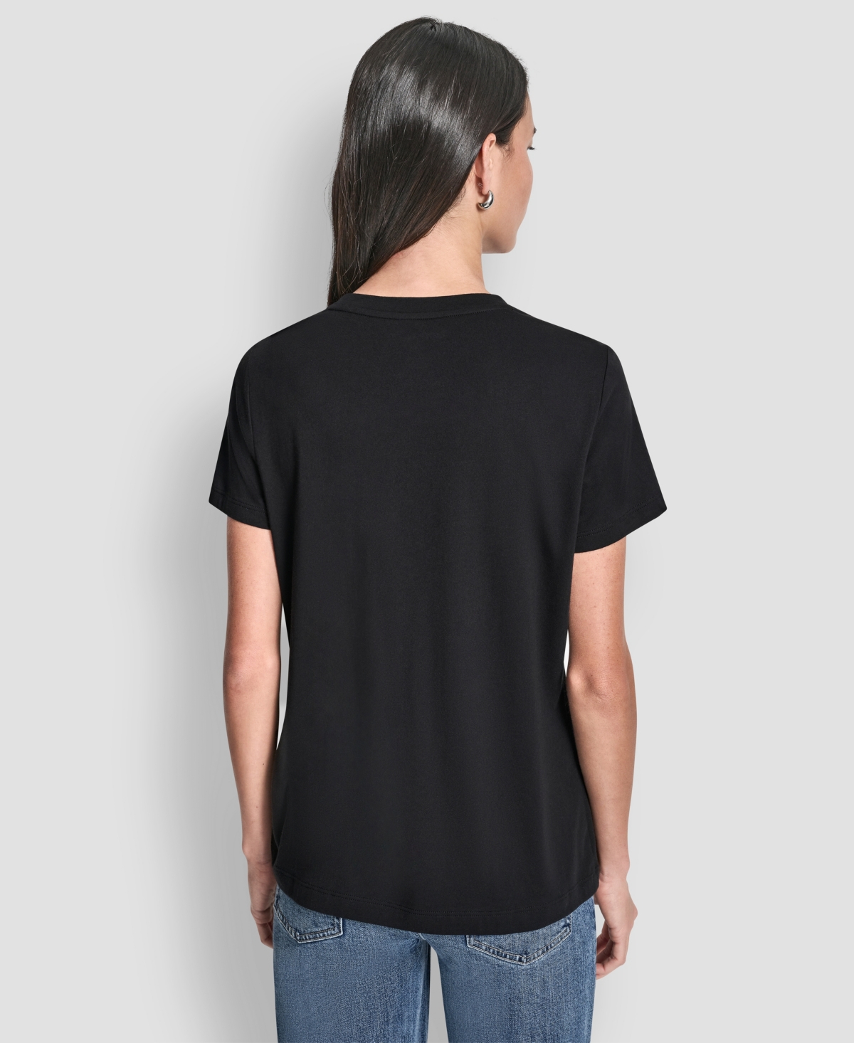 Dkny Jeans Women's Double Foil Horizontal Outline Stud Logo T-Shirt