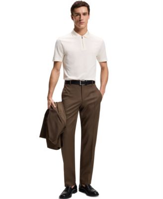 Men's Cotton Silk Zip-Neck Polo Shirt