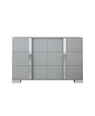 Streamdale Elegant Mirrored Dresser with Metal Handle and 6 Drawers, Grey