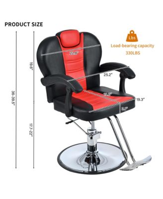  Reclining Barber Chair with Hydraulic Pump and 360