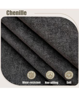 Dark Gray Chenille Sectional Sofa, Rivets, Rolled Arm, 6 Seater