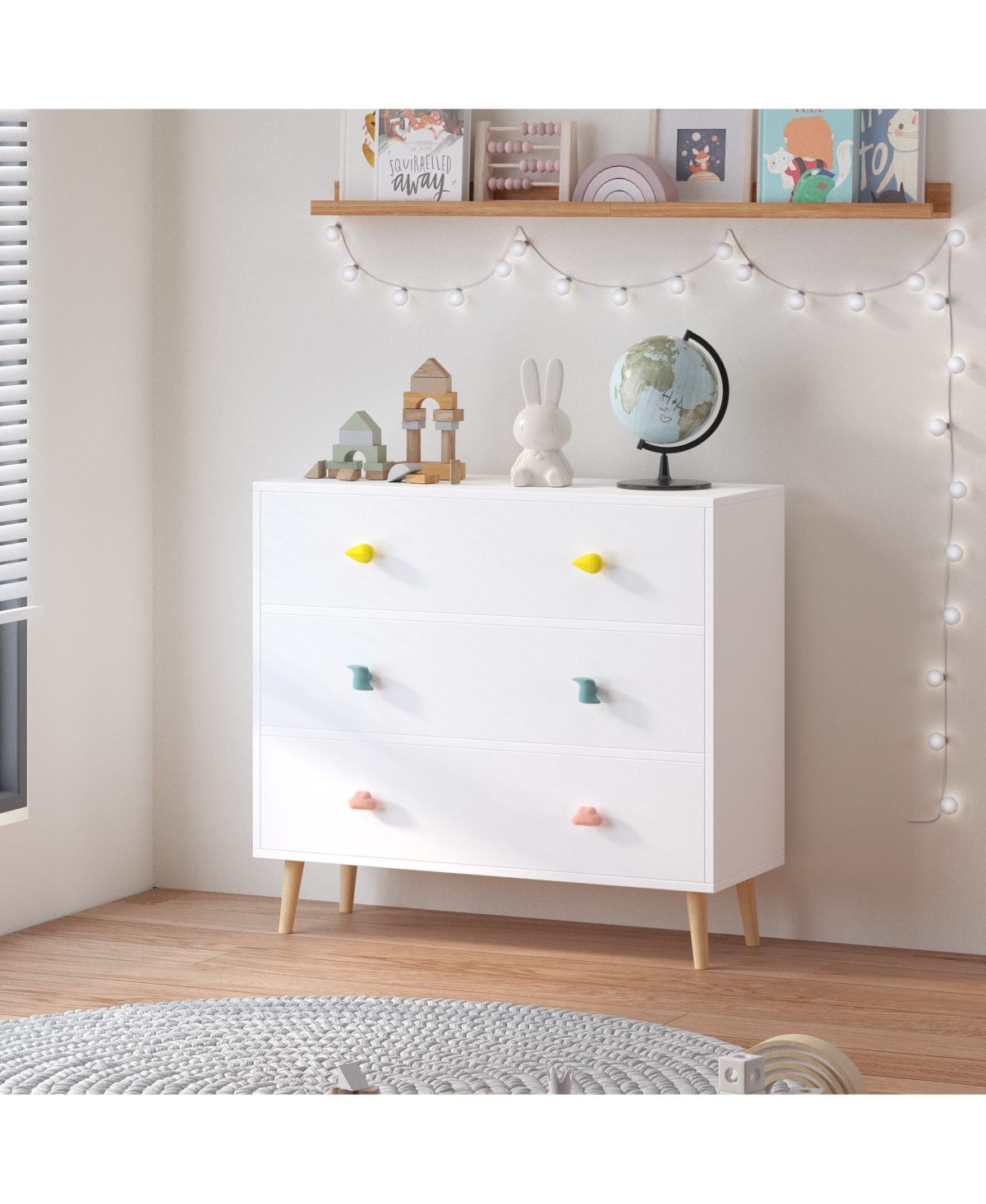 Streamdale Furniture Streamdale Kids 3 Drawer Dresser, Nightstand