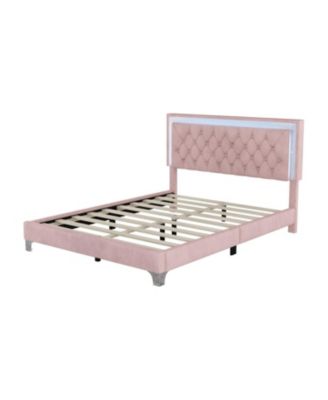 Streamdale Queen Upholstered LED Bed Set with 2 Nightstands