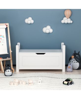 Kids Toy Organizer Chest White Wood Storage Trunk