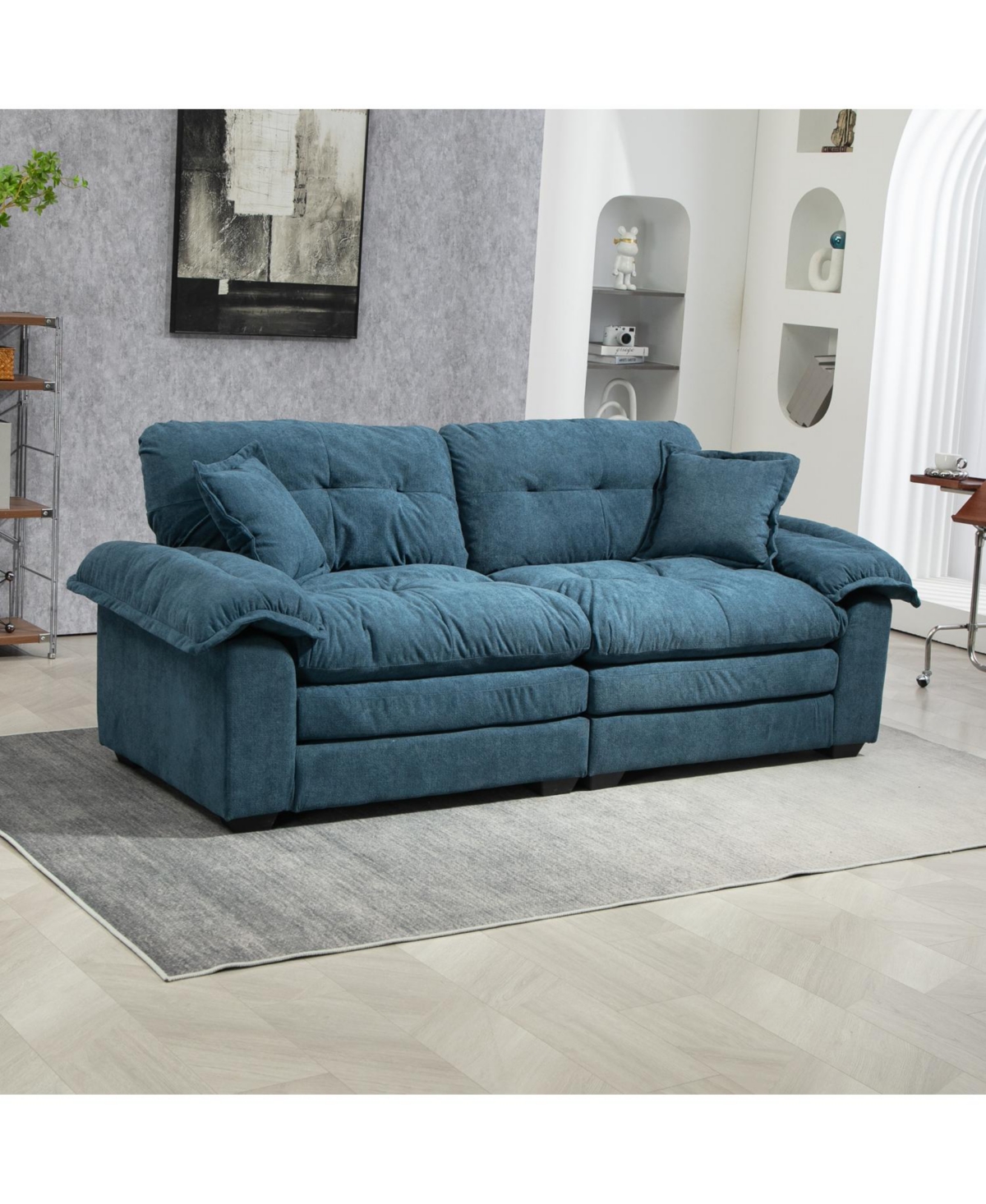 Streamdale Furniture Streamdale Chenille Recliner Sofa with Pillows and Memory Foam