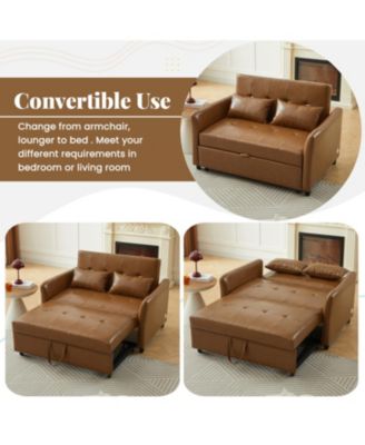 51.57" Convertible Sleeper Bed, Adjustable Oversized Armchair with Three USB Ports for Small Space